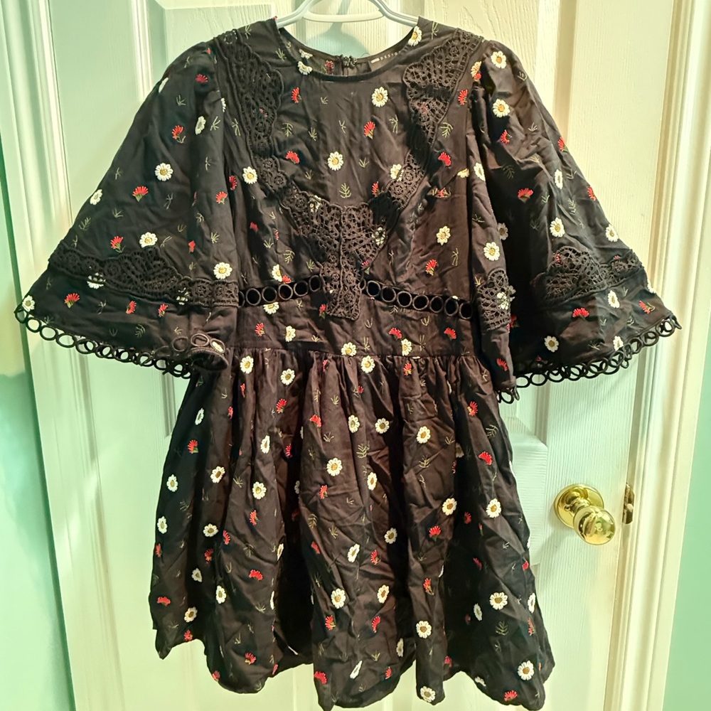 ASOS Floral Embroidered Black Dress